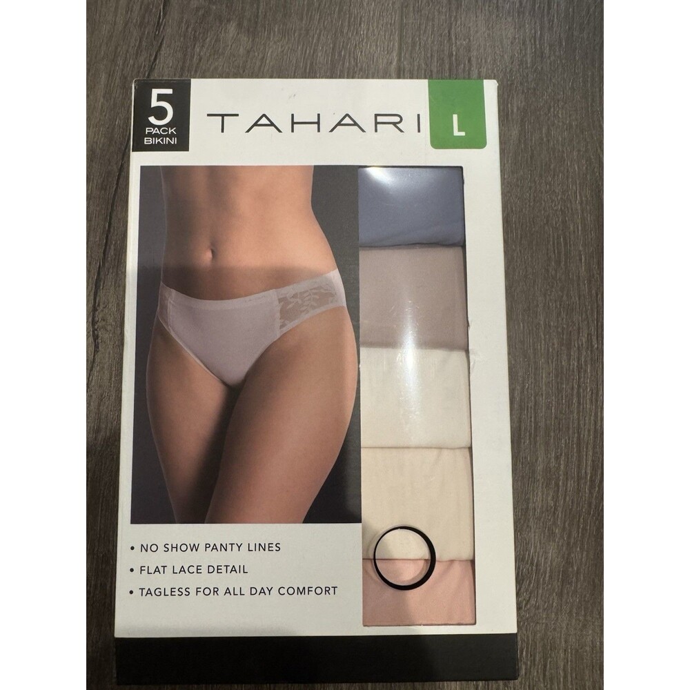 Tahari Women’s Bikini Underwear 5-Pack Size Large Seamless Lace Panties